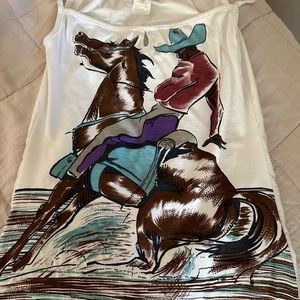 CUSTO BARCELONA rare top. Sample only. Tunic tank top. Super cool cowboy print